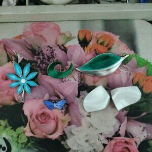 ❤️Lot 5 DAVID ANDERSEN (1) 4 Norway Enameled Sterling Silver Pins